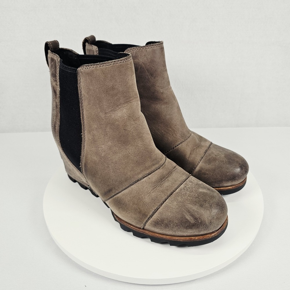 Sorel Lea Wedge Joan Of Arctic Elk Curry‎ Brown Bootie Ankle Shoe Women Size 8.5